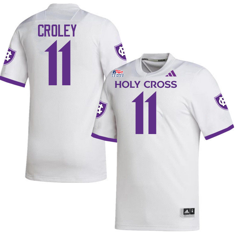 Holy Cross Crusaders #11 Lathan Croley College Football Jerseys,Uniforms-White